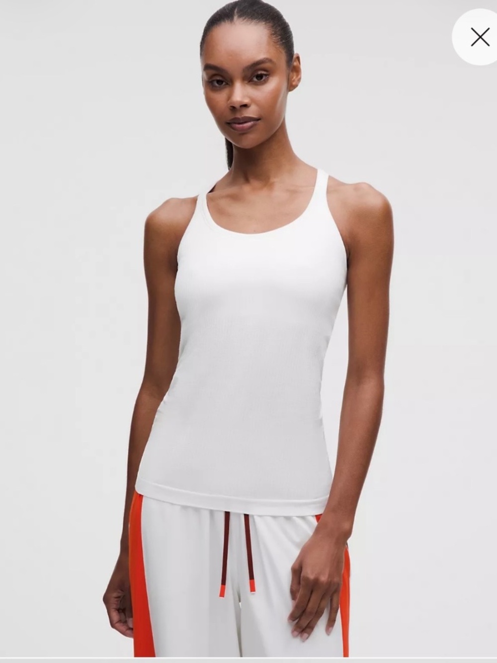 Lululemon Ebb to Street Tank Top White  Ribbed Built In Bra Racerback Athletic 8